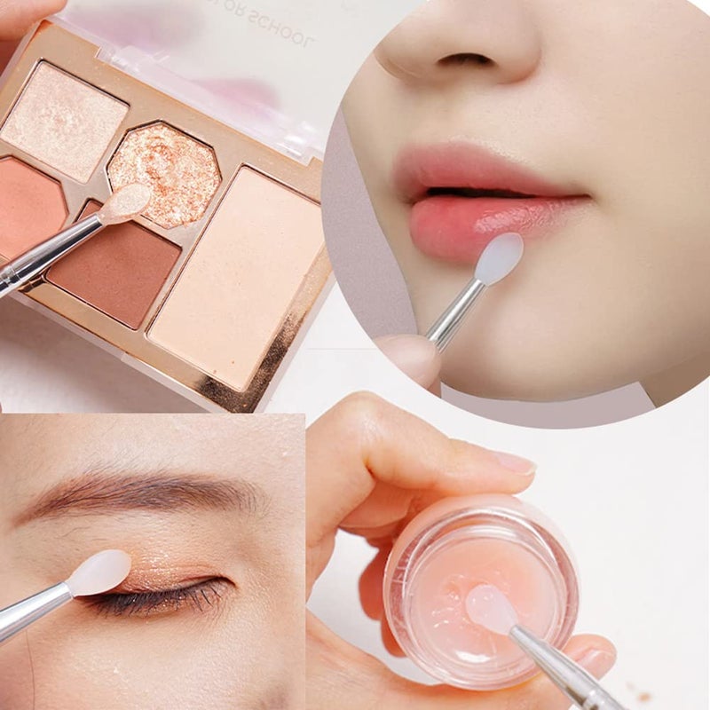 LORMAY Silicone Lip Brushes with Transparent Handles and Caps. Perfect Applicators for Cream Lip Mask, Eyeshadow, and Lipstick (4pcs, Multicolor) - Image 4